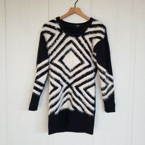 XOXO Fuzzy Super Soft Black and White Long Sleeve Dress Size Medium